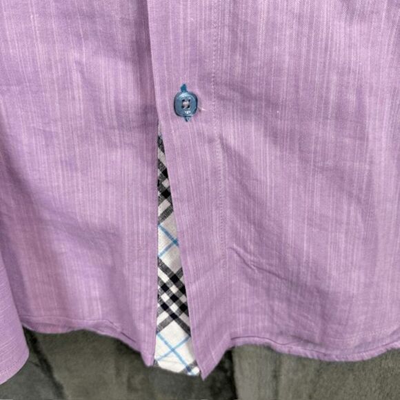 Bespoke Button Front Lavender Purple Contrast Plaid Flip Cuff Size XXL - Picture 4 of 14